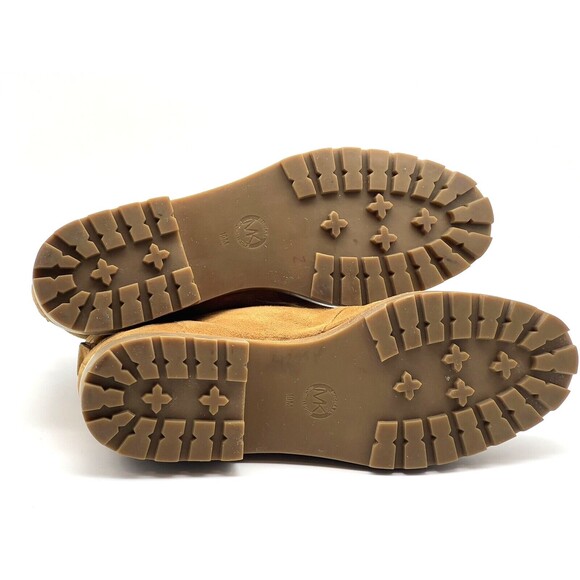 Michael Kors Women's Logo Side Zip Lace Up Suede Combat Boots 10 M Camel Leather - Picture 5 of 9